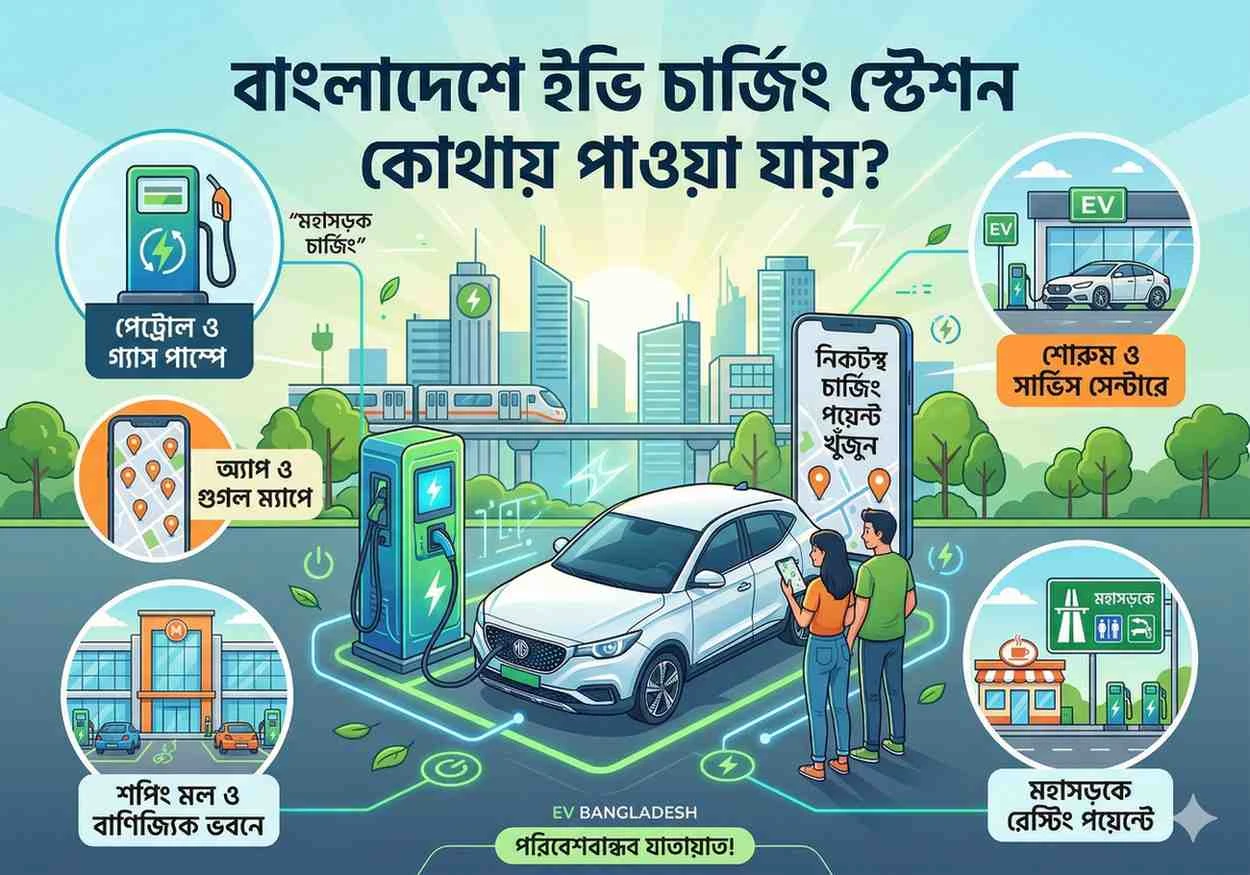 বাংলাদেশে ইভি চার্জিং স্টেশন কোথায় পাওয়া যায়?