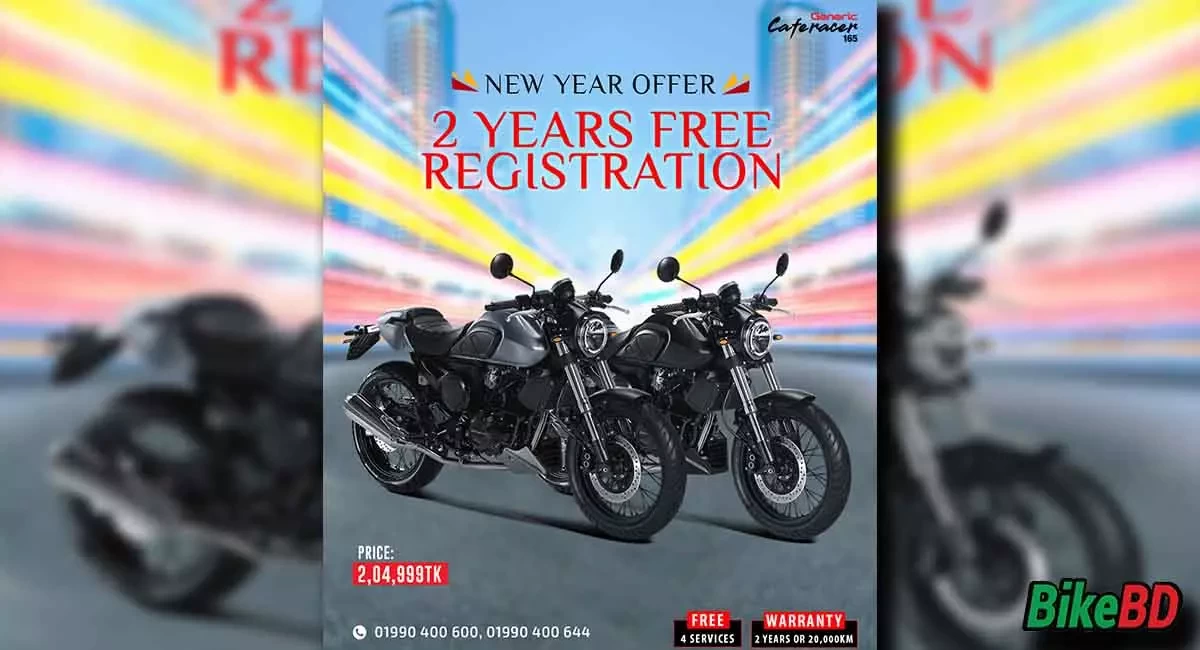 Get 2 Years Of Registration Fee Free With Generic Cafe Racer