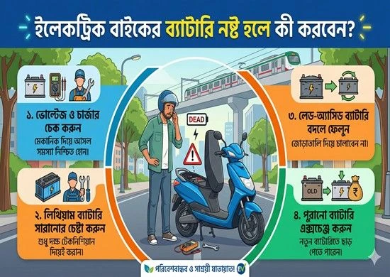 ইলেকট্রিক বাইকের ব্যাটারি নষ্ট হলে কী করবেন?