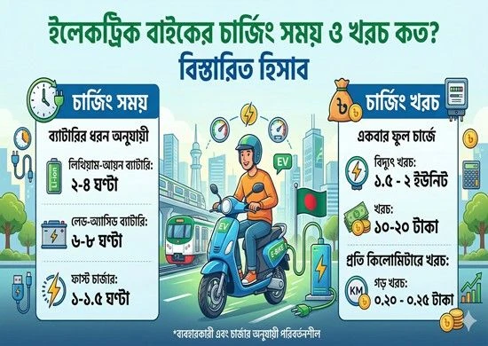 ইলেকট্রিক বাইকের চার্জিং সময় ও খরচ কত? বিস্তারিত হিসাব