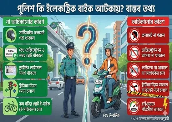 পুলিশ কি ইলেকট্রিক বাইক আটকায়? বাস্তব তথ্য