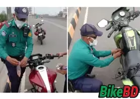 নিজের বাইক থেকে তেল দিয়ে বিপদ থেকে উদ্ধার করলেন সার্জেন্ট