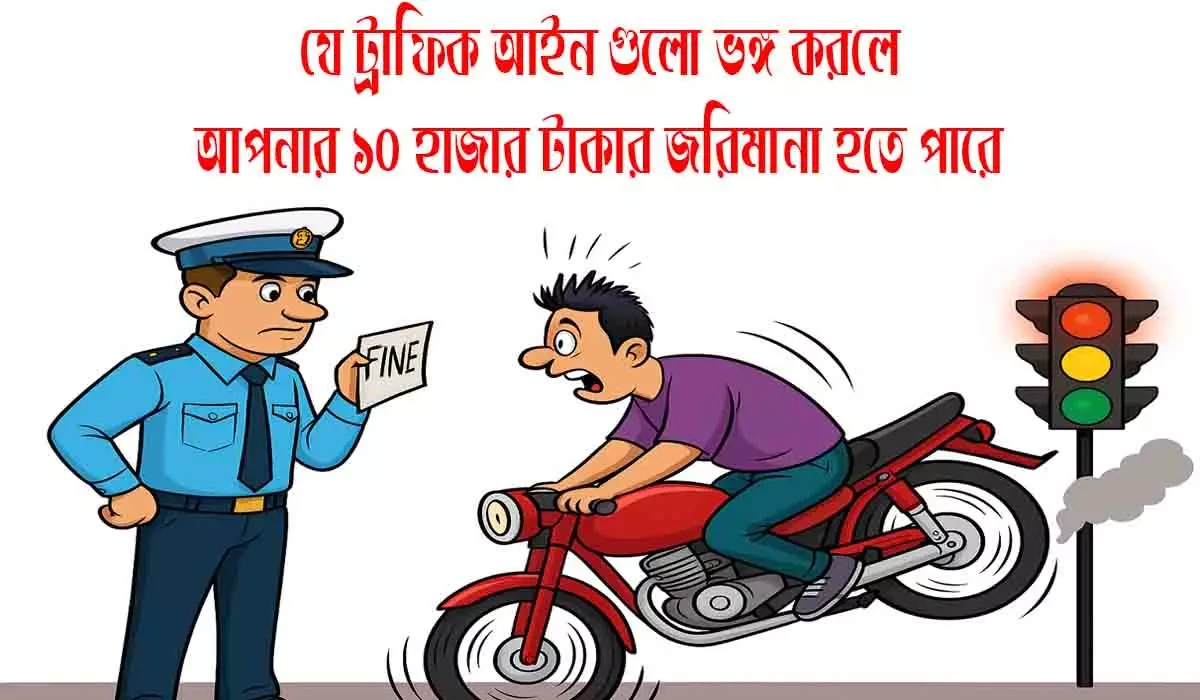 যেসকল ট্রাফিক আইন ভঙ্গ করলে ১০ হাজার টাকা জরিমানা হতে পারে!