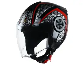 ROC R06 Black Glossy V4 Red Half Face Helmet View 1