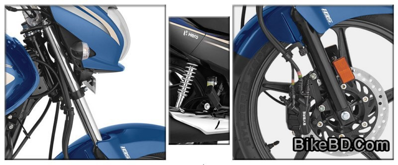 hero motorcycle wheel brake and suspension system