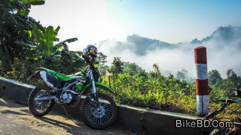 kawasaki dirt bike on the hill of ruma bandarban