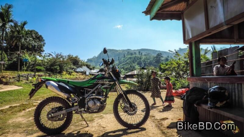 kawasaki dirt bike in the foot of keokradong bandarban